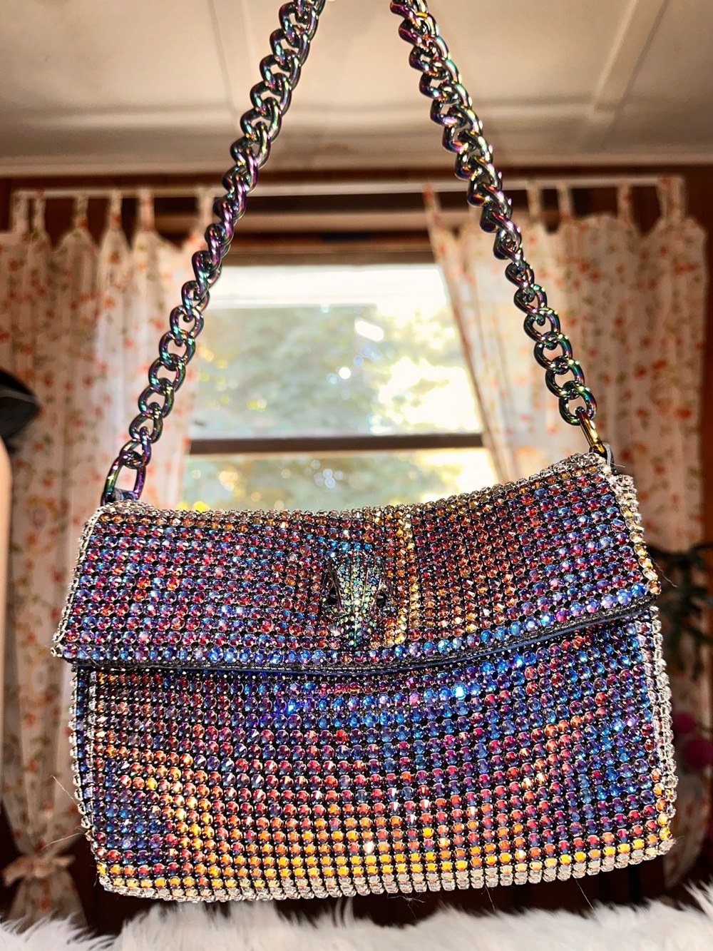 Kurt Geiger • Iridescent Glass Crystal Small Party Bag - Picture 3 of 17